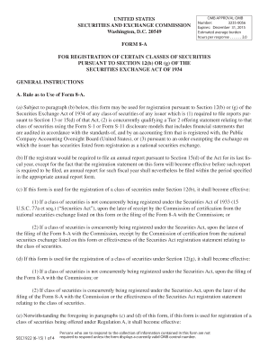 Form 8-A for Securities Registration