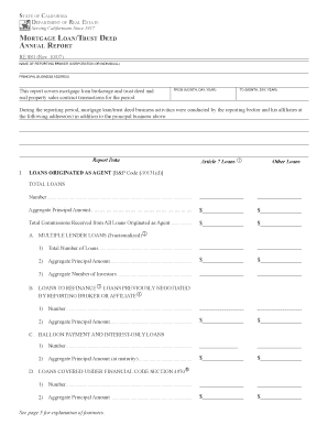 California Mortgage Loan/Trust Deed Annual Report