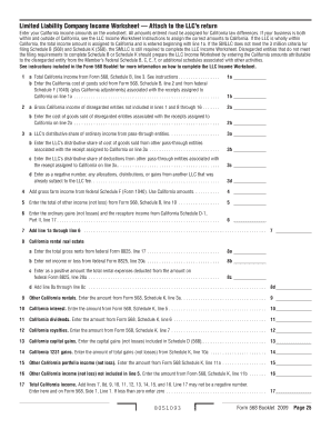 California LLC Income Worksheet