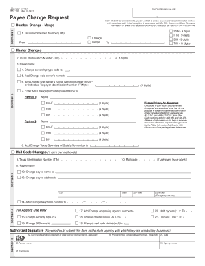Texas Payee Change Request Form