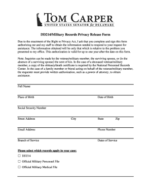 DD214 Military Records Privacy Release Form