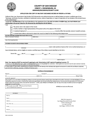California Military Discharge Record Application