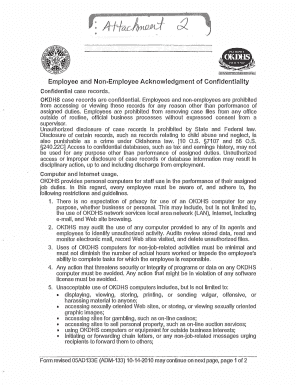 Oklahoma DHS Employee Confidentiality Agreement