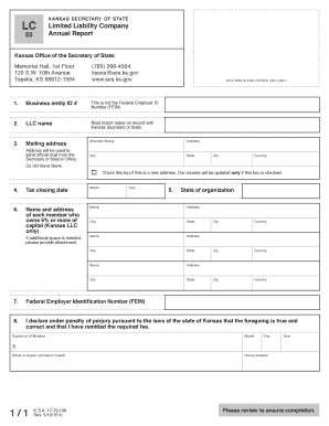 Kansas LLC 50 Annual Report