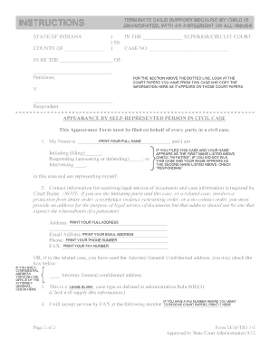 Indiana Child Support Termination Form