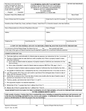 California Estate Tax Return