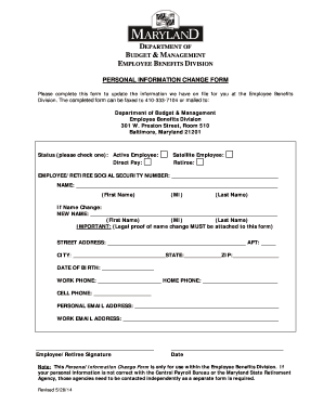 Employee Benefit Personal Information Change Form