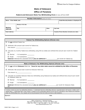 Delaware State Tax Withholding Form TWE-1