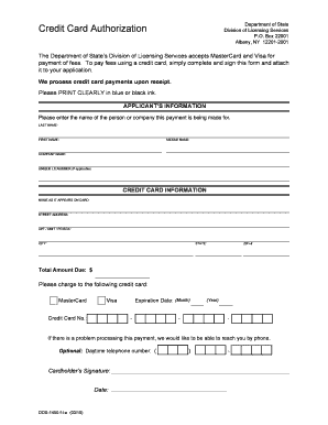 Credit Card Authorization Form