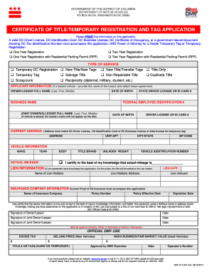 DC Certificate of Title Application