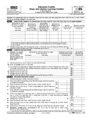 Form 8863 Hope and Lifetime Learning Credits