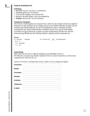 Deutsch Eintrittstest B2