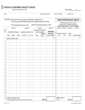 Wisconsin Unstamped Cigarette Credits Form