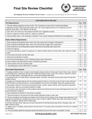 Fillable Online raleighnc Final Site Review Checklist Fax Email Print ...