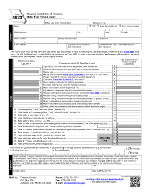 Missouri Motor Fuel Refund Claim Form 4923