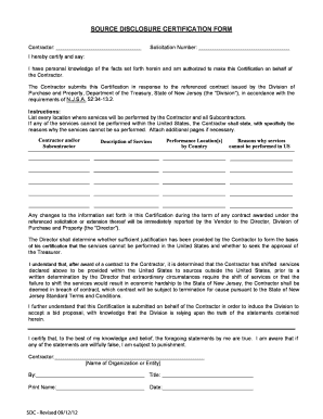 Source Disclosure Certification Form