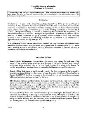 Texas Certificate of Correction
