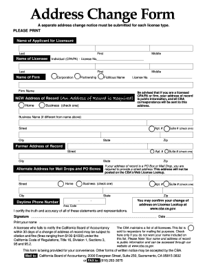 California CPA Address Change Form