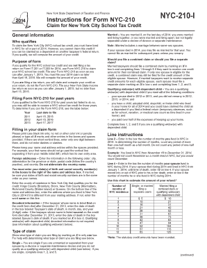 New York City School Tax Credit Form NYC-210