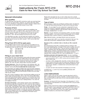 New York City School Tax Credit Form NYC-210