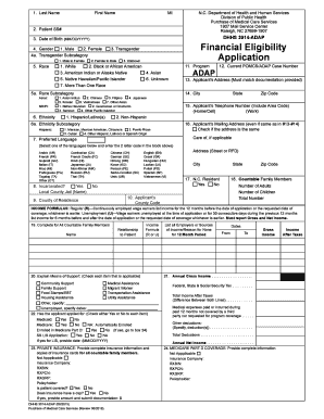 North Carolina ADAP Financial Eligibility Application