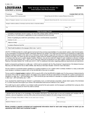 Louisiana Solar Energy Income Tax Credit Form 2014