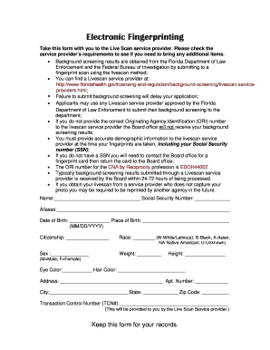 Florida Electronic Fingerprinting Form