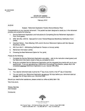 Hawaii State Employees Retirement Application
