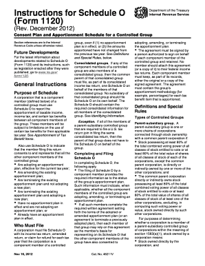 IRS Form 1120 Schedule O