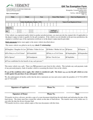 Vermont Gift Tax Exemption Form