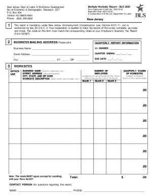 New Jersey Multiple Worksite Report