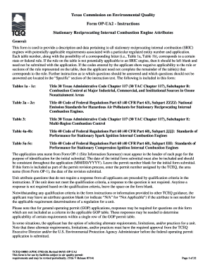 Texas Stationary Reciprocating Internal Combustion Engine Attributes Form