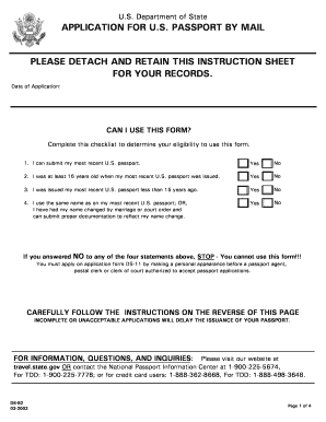 US Passport Application by Mail