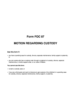 Motion Regarding Custody Form FOC 87
