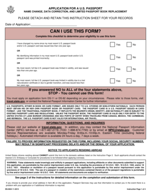 US Passport Name Change Form
