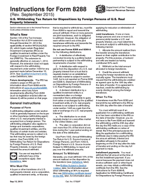 Form 8288 U.S. Withholding Tax Return