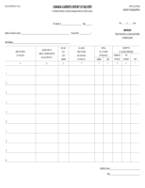 California Common Carrier's Report of Delivery