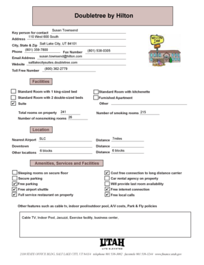 Hotel Facilities and Amenities Form