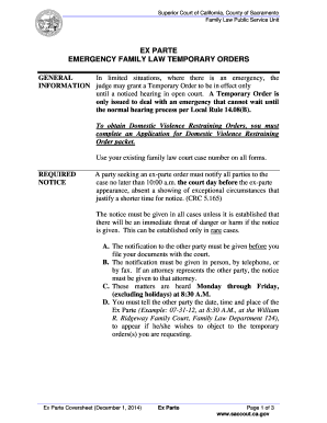 California Ex Parte Emergency Family Law Temporary Orders