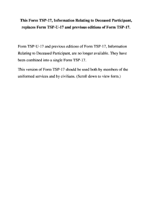 Thrift Savings Plan Deceased Participant Form