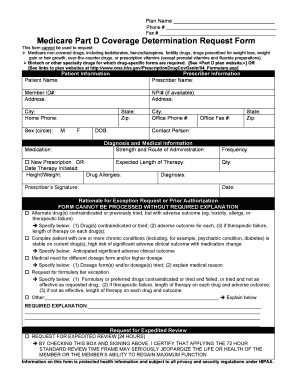 Medicare Part D Coverage Determination Request Form