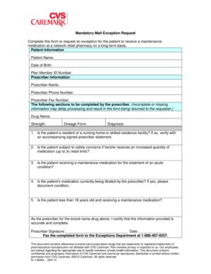 Mandatory Mail Exception Request Form