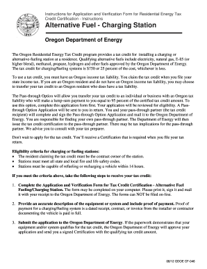 Oregon Residential Energy Tax Credit Application