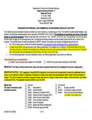 Oregon Insurance Filing Checklist