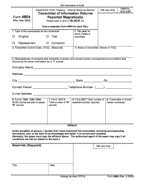 IRS Form 4804 Transmittal of Information Returns