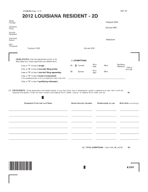 Louisiana Resident Income Tax Return 2D