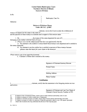 Motion to Withdraw Money in Bankruptcy