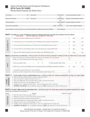 Rhode Island Property Tax Relief Claim