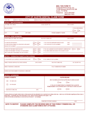 City of Austin Dental Claim Form