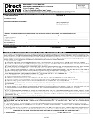 Federal Direct Stafford/Ford Loan Master Promissory Note